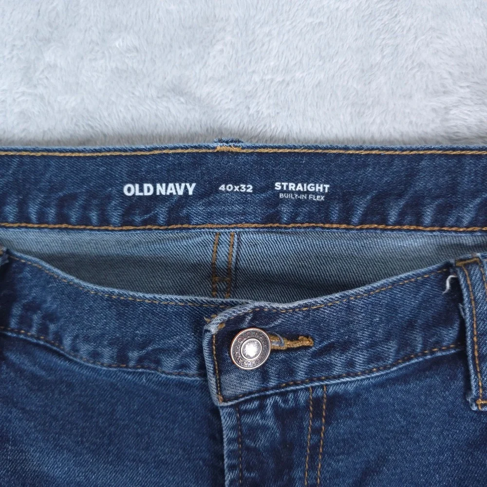 Old Navy Straight Leg Jeans Mens 40x32 Blue Built-In Flex Denim Minimalist
